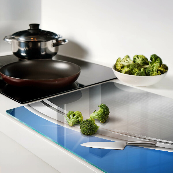 Szklana deska kuchenna Metaliczny efekt z niebieskimi akcentami