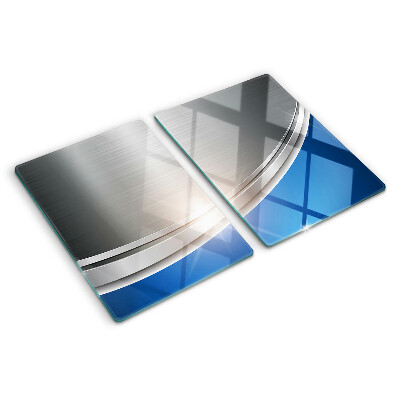 Szklana deska kuchenna Metaliczny efekt z niebieskimi akcentami