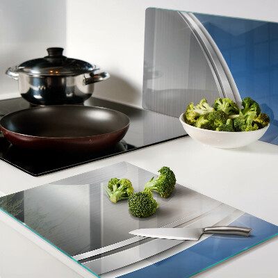 Szklana deska kuchenna Metaliczny efekt z niebieskimi akcentami