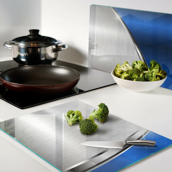 Szklana deska kuchenna Metaliczny wzór z niebieskimi akcentami