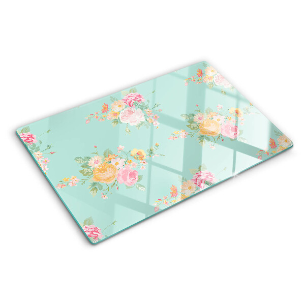 Szklana deska kuchenna Kwiatowy wzór w pastelowych kolorach
