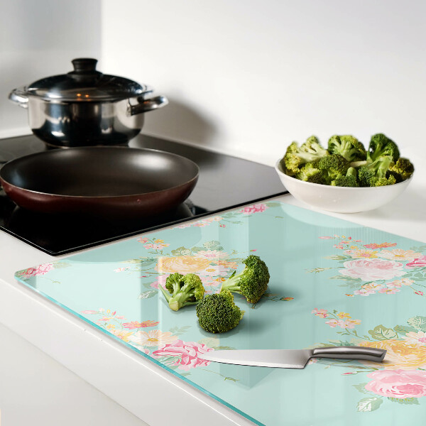 Szklana deska kuchenna Kwiatowy wzór w pastelowych kolorach