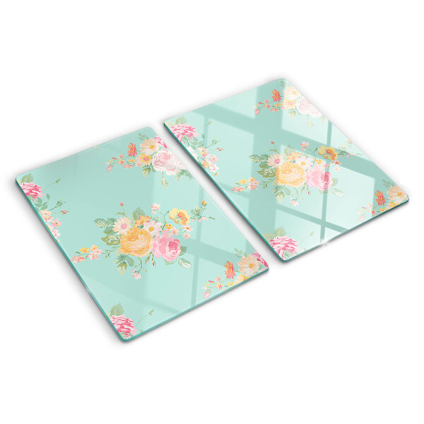 Szklana deska kuchenna Kwiatowy wzór w pastelowych kolorach
