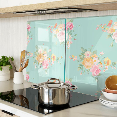Szklana deska kuchenna Kwiatowy wzór w pastelowych kolorach