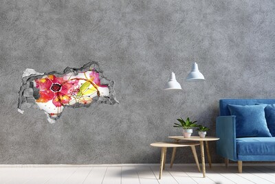 3D sticker gat in stenen muur Hole in the Wall Flower Dream