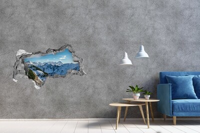 3D sticker gat in stenen muur Winters berglandschap