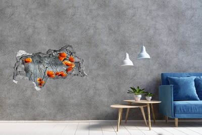Zelfklevende 3D wandsticker illusie Bloemen in een gat in de muur