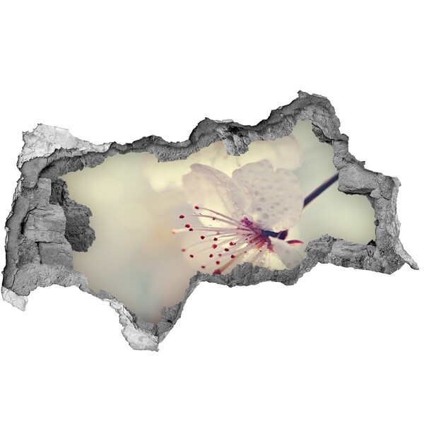 3D sticker gat in stenen muur Een bloemendroom achter de muur