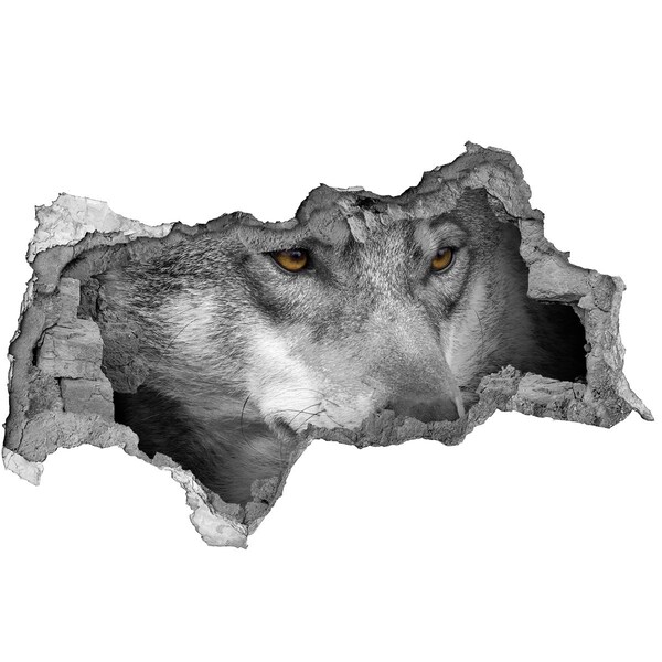 3D muursticker gescheurde muur Wolf in ruïnes