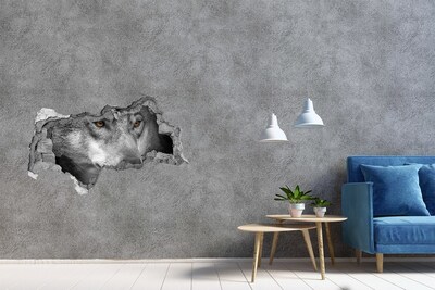 3D muursticker gescheurde muur Wolf in ruïnes