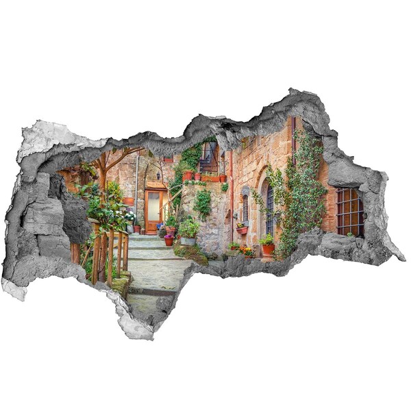 3D muursticker gescheurde muur Een charmant stadje in Toscane