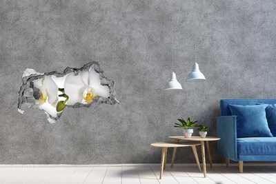 3D sticker gat in stenen muur Orchideeën in beton