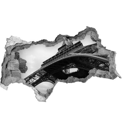 Wandsticker 3D doorkijk De Eiffeltoren in een monochrome setting