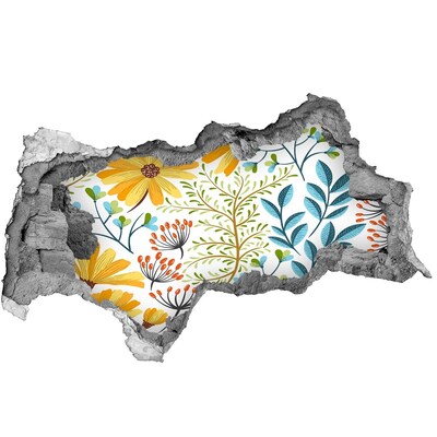 Zelfklevende 3D wandsticker illusie Een bloemenparadijs achter de muur.