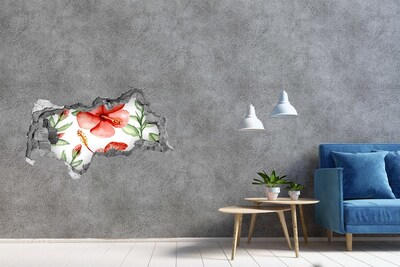 3D muursticker gescheurde muur Bloementuin achter de muren