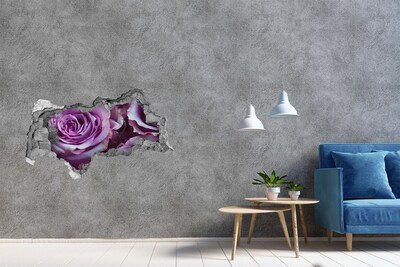 Zelfklevende 3D wandsticker illusie Rozen in beton