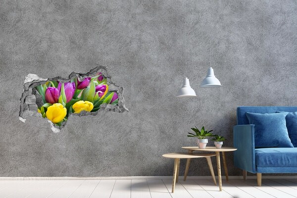 3D muursticker gescheurde muur Een verborgen bloemenparadijs