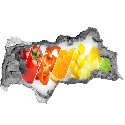 Zelfklevende 3D wandsticker illusie Fruitparadijs achter de muur