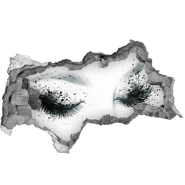 3D muursticker gescheurde muur Met gesloten ogen in een gat in de muur
