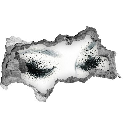 3D muursticker gescheurde muur Met gesloten ogen in een gat in de muur