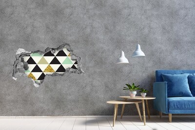 3D sticker gat in stenen muur Geometrische patronen op de muur