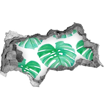 Wandsticker 3D doorkijk Groene jungle achter de muur