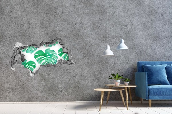 Wandsticker 3D doorkijk Groene jungle achter de muur