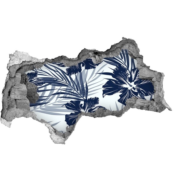 Zelfklevende 3D wandsticker illusie Tropisch paradijs met bloemen