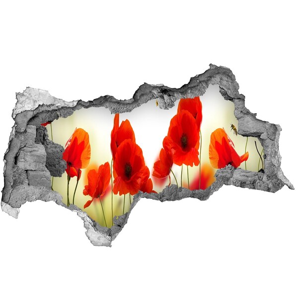 Wandsticker 3D doorkijk Bloemenparadijs met een bij