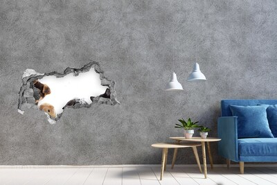 Wandsticker 3D doorkijk Dieren achter het gat in de muur