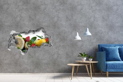 Zelfklevende 3D wandsticker illusie Fruitparadijs achter de muur