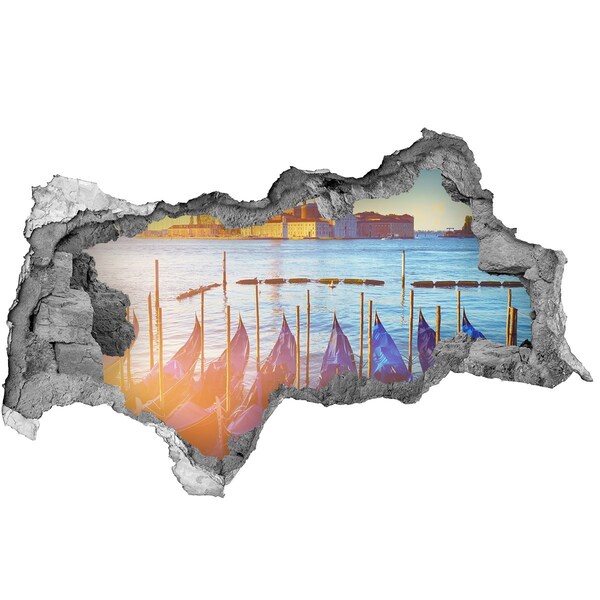 3D muursticker gescheurde muur Venetië in het licht van de zonsondergang