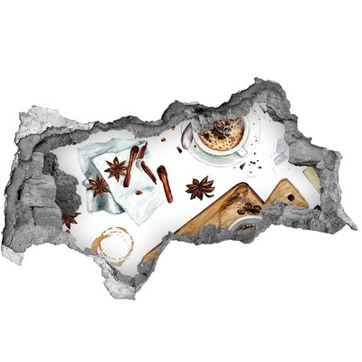 3D sticker gat in stenen muur Koffiehoekje met kruiden