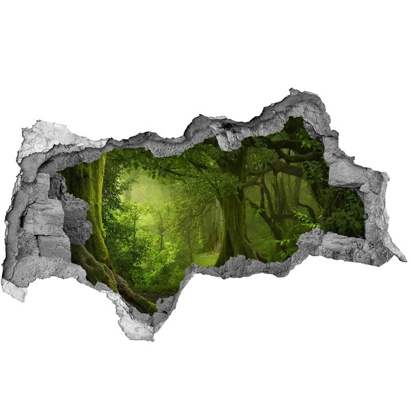 Zelfklevende 3D wandsticker illusie Een groen bos vol leven