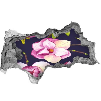 3D sticker gat in stenen muur Bloemmotief in beton