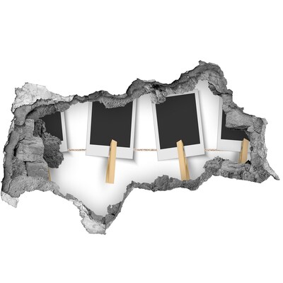 3D muursticker gescheurde muur Een beschadigde muur met fotolijsten
