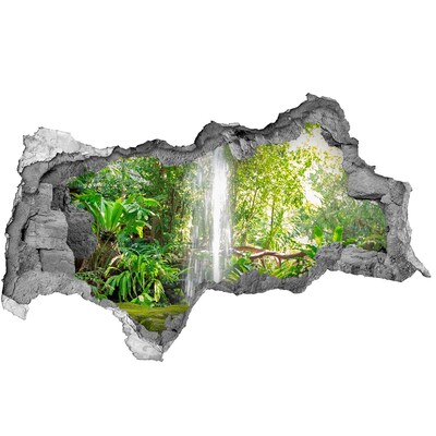 Wandsticker 3D doorkijk Tropische waterval in de jungle