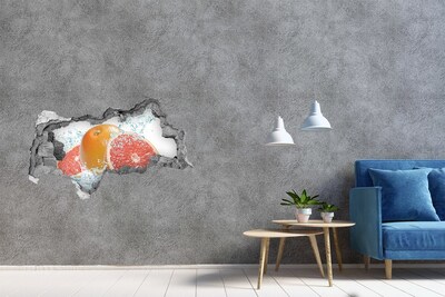 3D sticker gat in stenen muur Fruitparadijs met een waterval