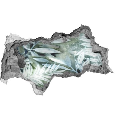 3D sticker gat in stenen muur Een groene oase in een gat in de muur.