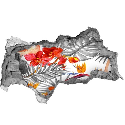 Dziura 3d fototapeta naklejka Tropikalny raj za ścianą