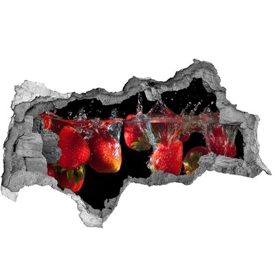 Zelfklevende 3D wandsticker illusie Fruitige spetter met aardbeien