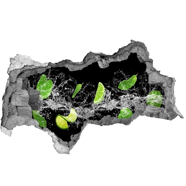 3D muursticker gescheurde muur Verfrissende limoencocktail