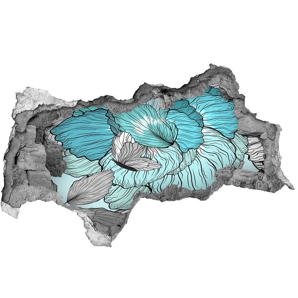 Zelfklevende 3D wandsticker illusie Een bloemenparadijs in beton.