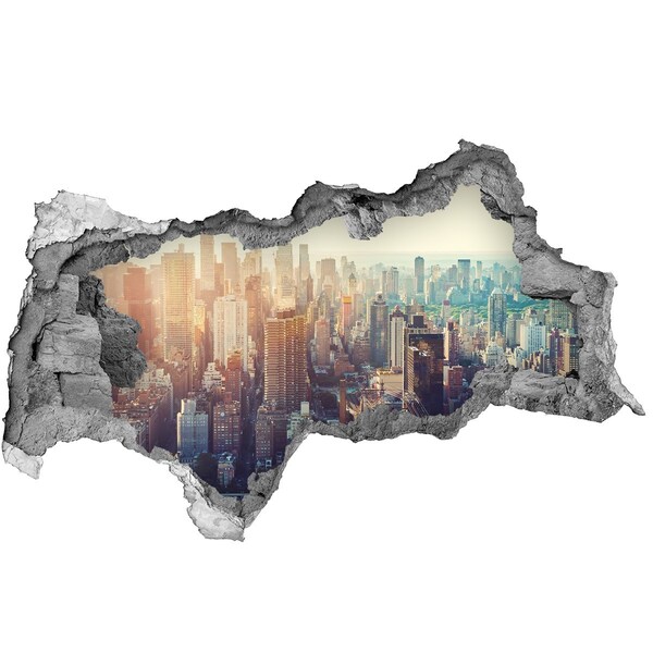 3D muursticker gescheurde muur Uitzicht vanuit het gat in de muur