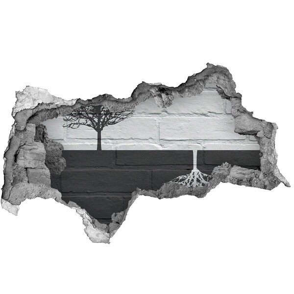 Zelfklevende 3D wandsticker illusie Een boom met wortels