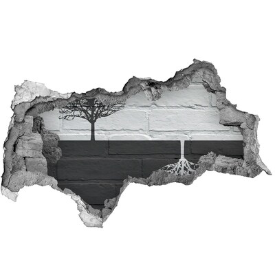 Zelfklevende 3D wandsticker illusie Een boom met wortels