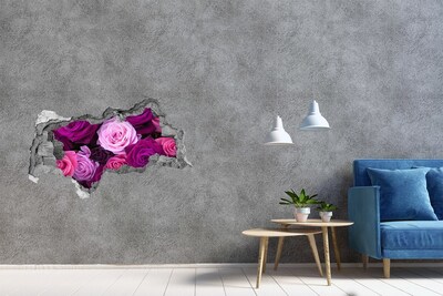 3D muursticker gescheurde muur Een verborgen bloemenparadijs