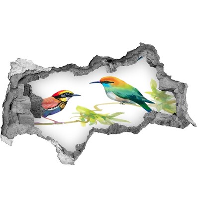 3D muursticker gescheurde muur Vogels in een tropisch paradijs