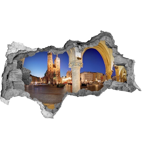 Fototapeta dziura na ścianę Krakowski Rynek Główny w Nocy