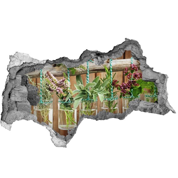 Samoprzylepna naklejka fototapeta Ziołowy ogród w słoikach